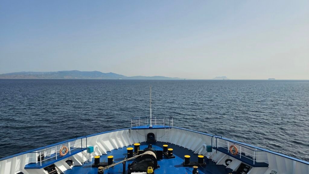 Blick von der Fähre von Marokko zurück nach Spanien